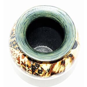 Vintage Hand-Painted African Safari-Themed Glass Vase Animal Motif 6.25" La Vie